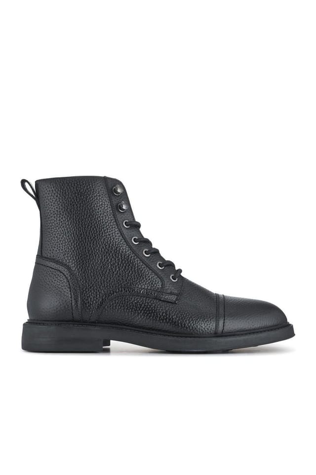Jones Bootmaker Jones Bootmaker Men's Davide Leather Wide-Fit Military Boots in Black - 2