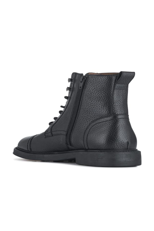 Jones Bootmaker Jones Bootmaker Men's Davide Leather Wide-Fit Military Boots in Black - 3