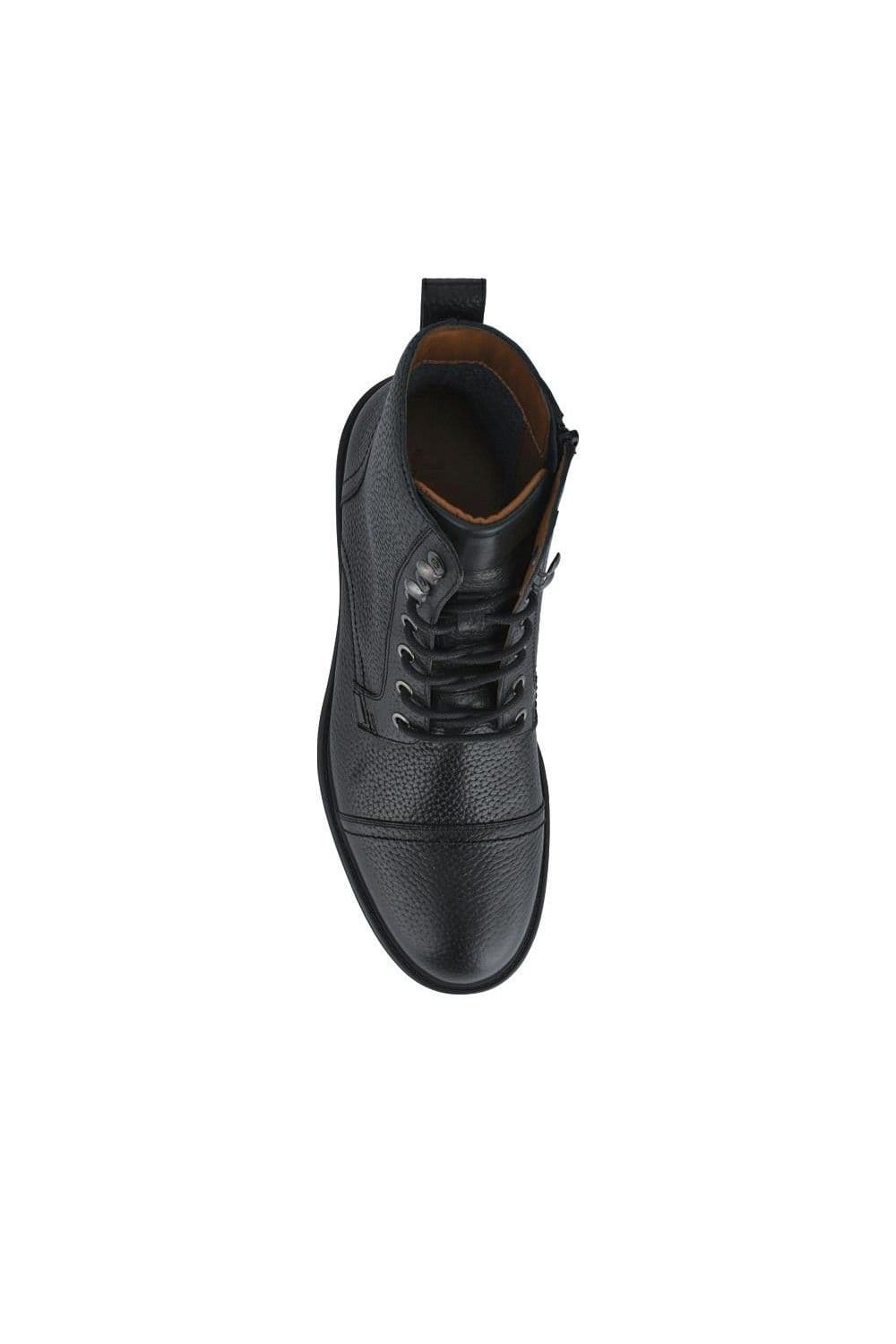 Jones Bootmaker Jones Bootmaker Men's Davide Leather Wide-Fit Military Boots in Black - 4