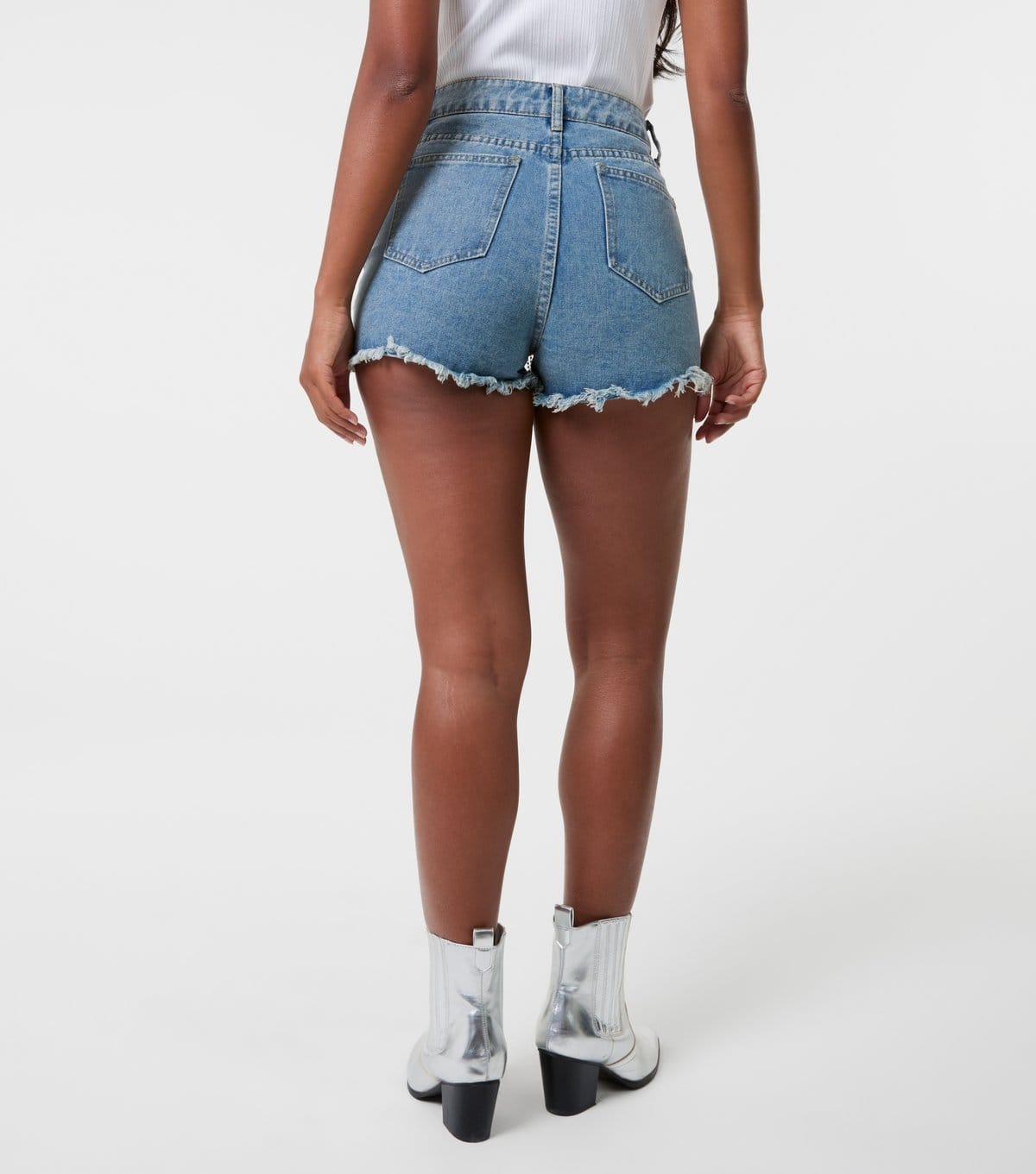 Pink Vanilla Women's Blue Diamanté Fringe Denim Shorts Pink Vanilla New Look - 4