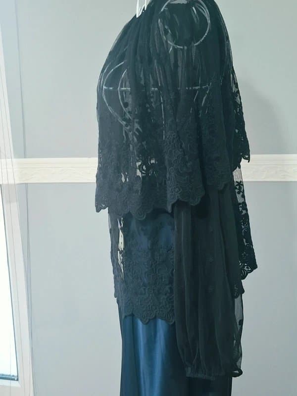 F&F F&F Black Lace Cape Overlay Blouse | UK 12 | Unworn Condition | Gothic Romantic Occasion Top