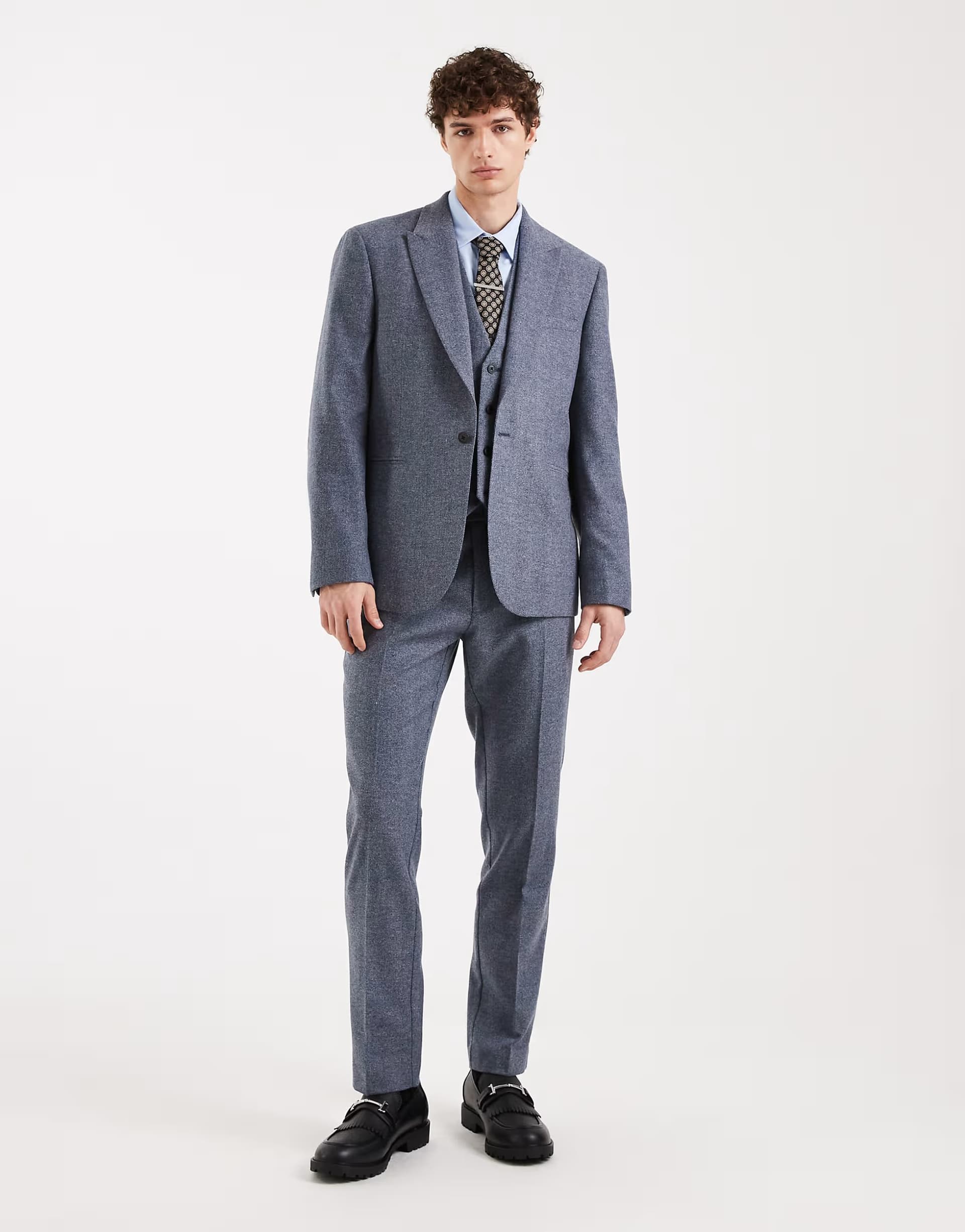 ASOS ASOS DESIGN wool mix slim suit trousers in grey herringbone
