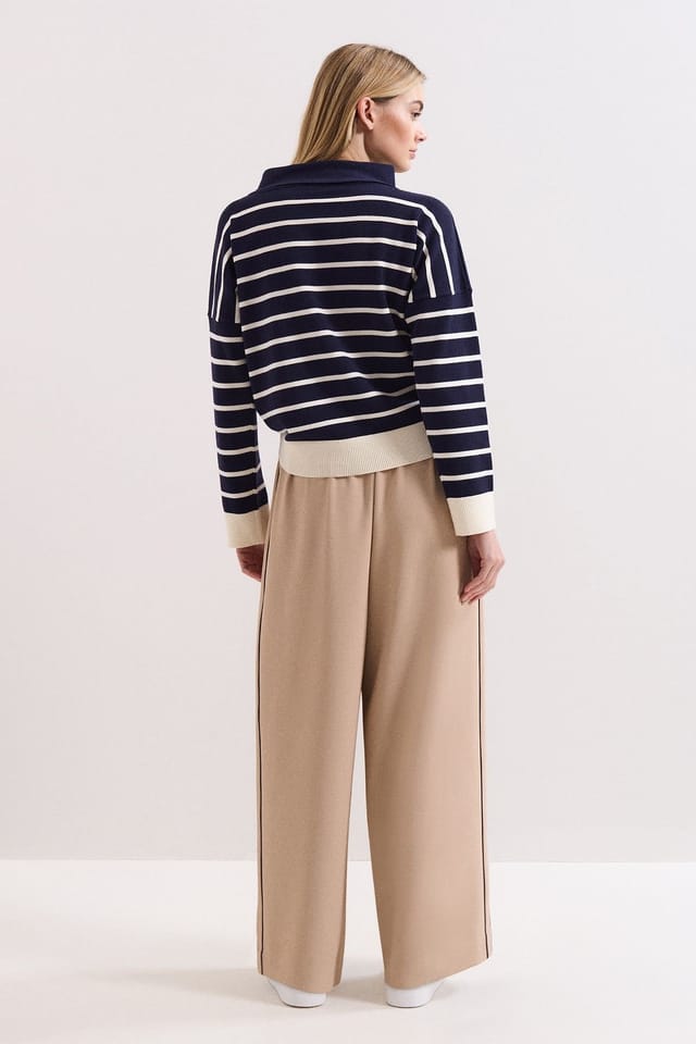 Phase Eight Phase Eight Women's Wide Leg Stripe Detail Skye Trousers in Light Beige - 3