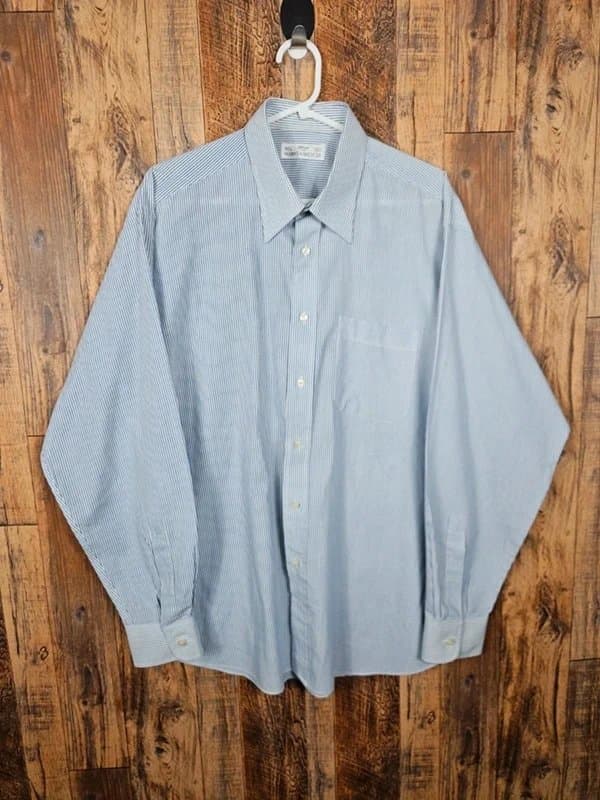 St Michael Vintage St Michael Marks & Spencer Blue Stripe Shirt - 16.5 Collar - XL