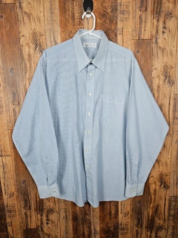 St Michael Marks & Spencer Blue Stripe Shirt - XL