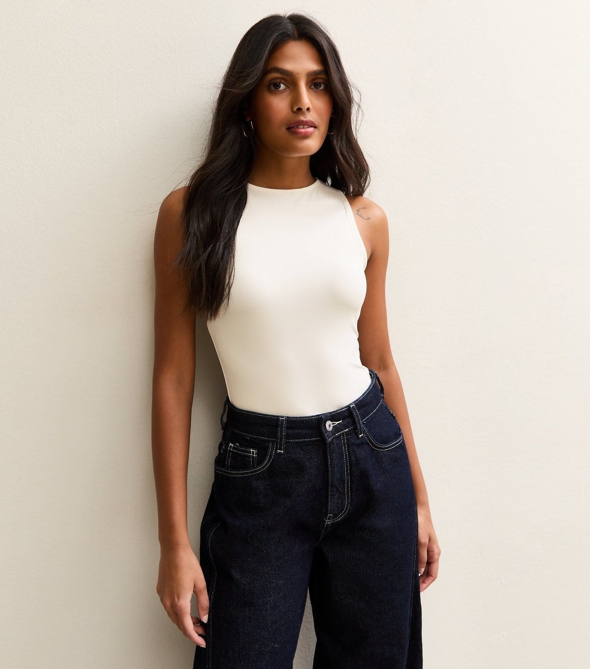 New Look Women's Off White Sleeveless Jersey Bodysuit New Look - 4