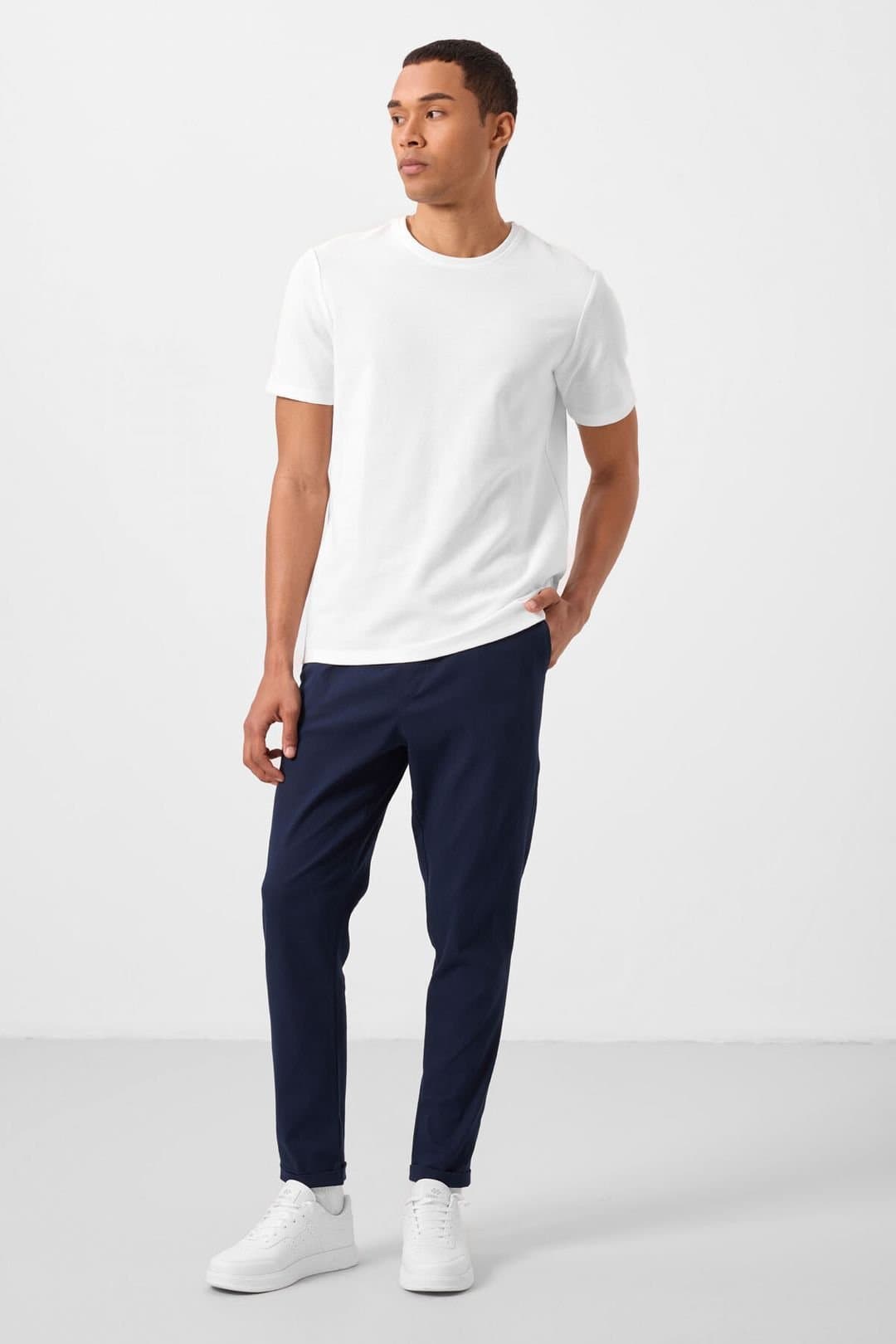 Tommy Life Tommy Life Men's Straight-leg Gabardine Chinos in Dark Navy