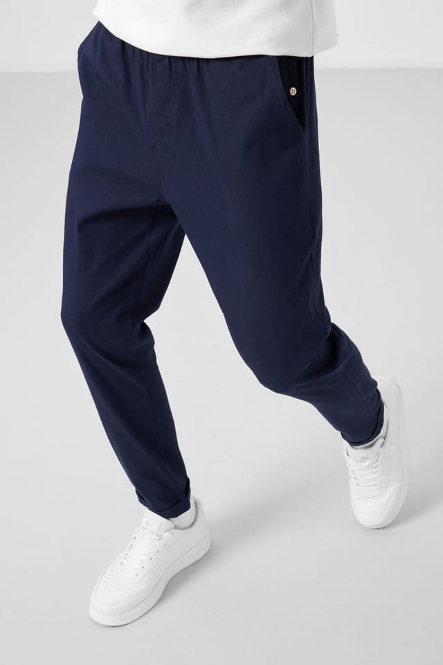 Tommy Life Tommy Life Men's Straight-leg Gabardine Chinos in Dark Navy - 3