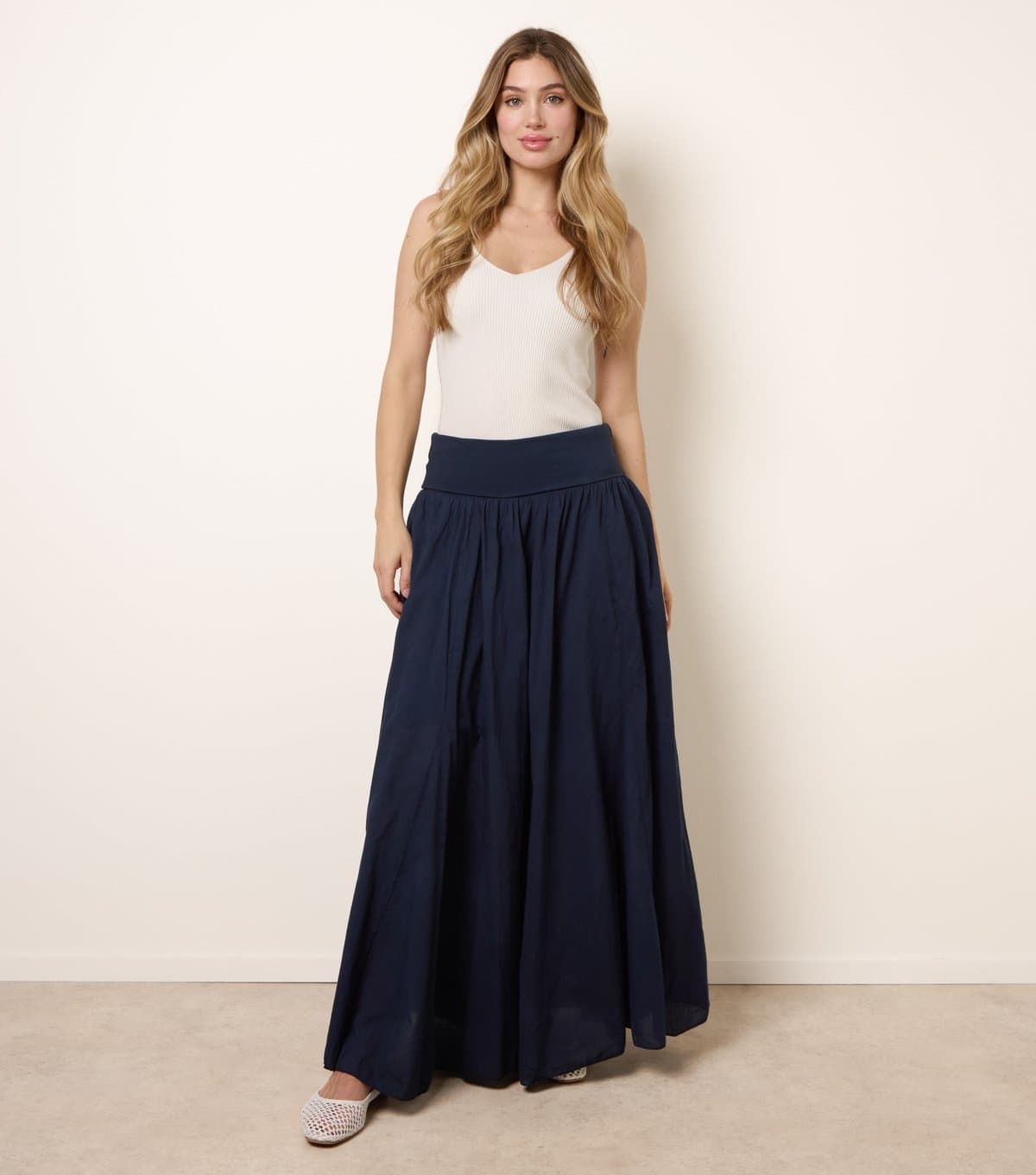 Blue Vanilla Women's Navy Jersey Maxi Skirt Blue Vanilla New Look