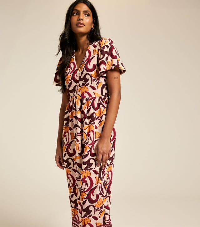 New Look Women's Cream Floral Print Button Up Midi Shirt Dress New Look - 3