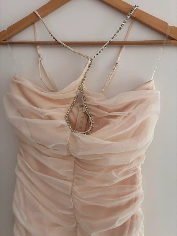 Oh Polly Cream Ruched Net Dress Size 10