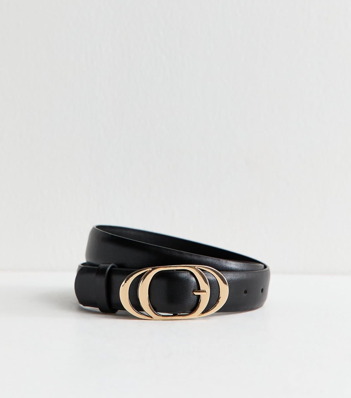 New Look Black Faux Leather Layered Oval Buckle Belt New Look