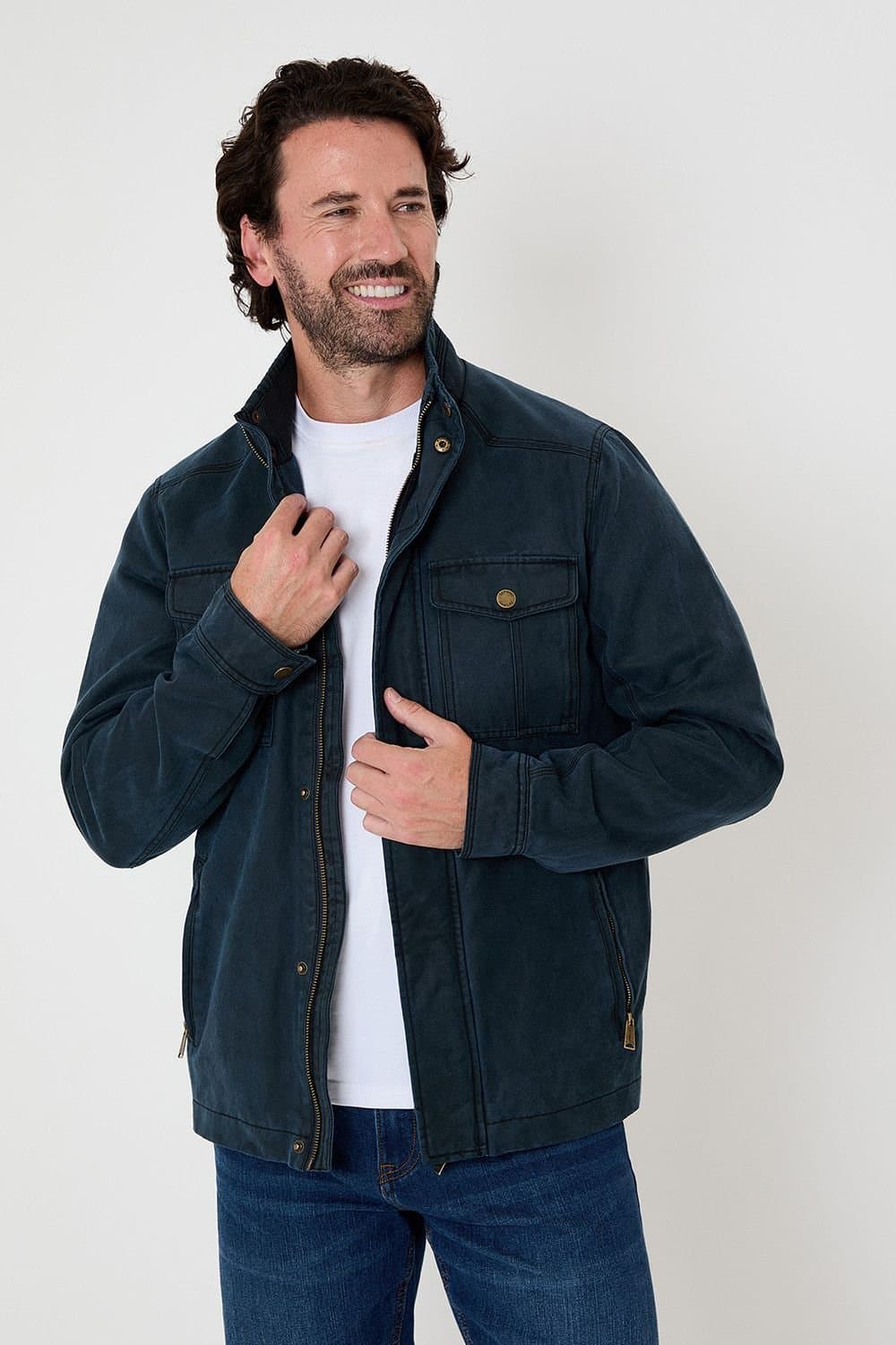 Saltwell Saltwell Navy Cotton Harrington Jacket for Men
