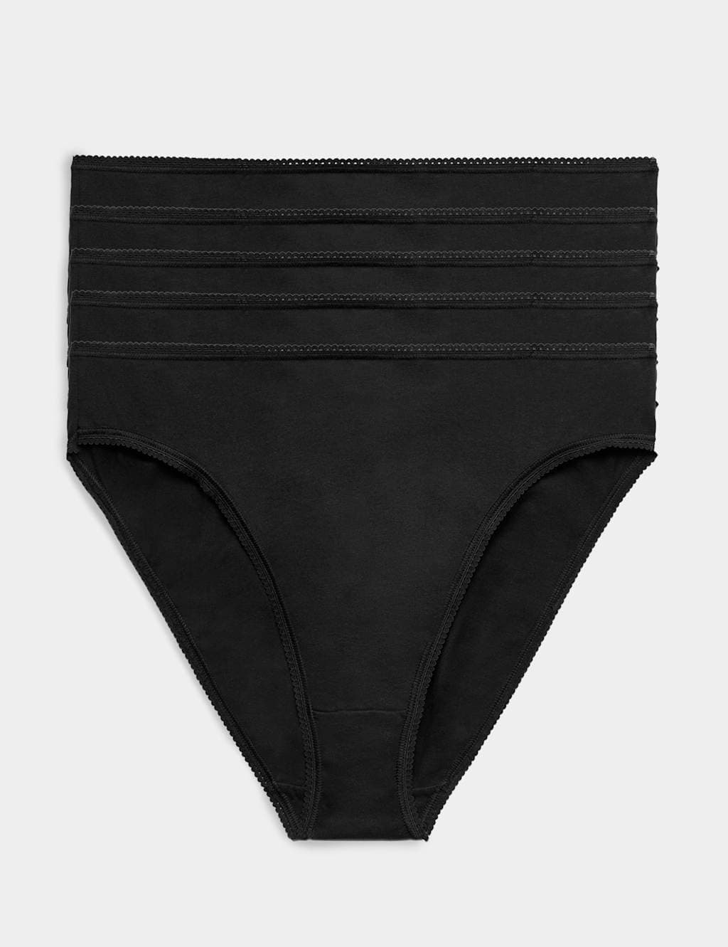 Marks & Spencer M&S 5pk Cotton Lycra® & Lace High Rise Short Black