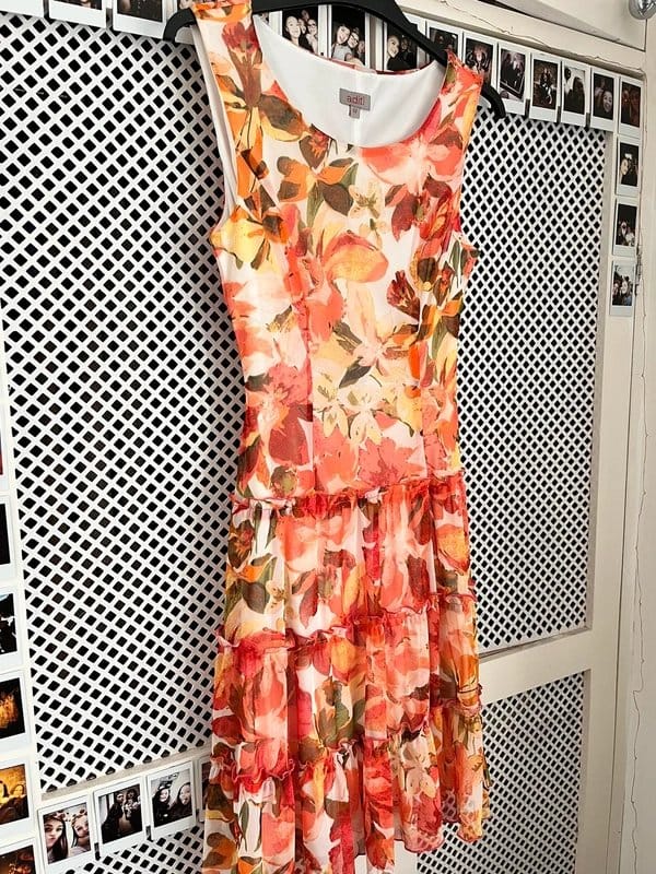 aditi Orange Floral Mesh Skater/Smock Dress - 1