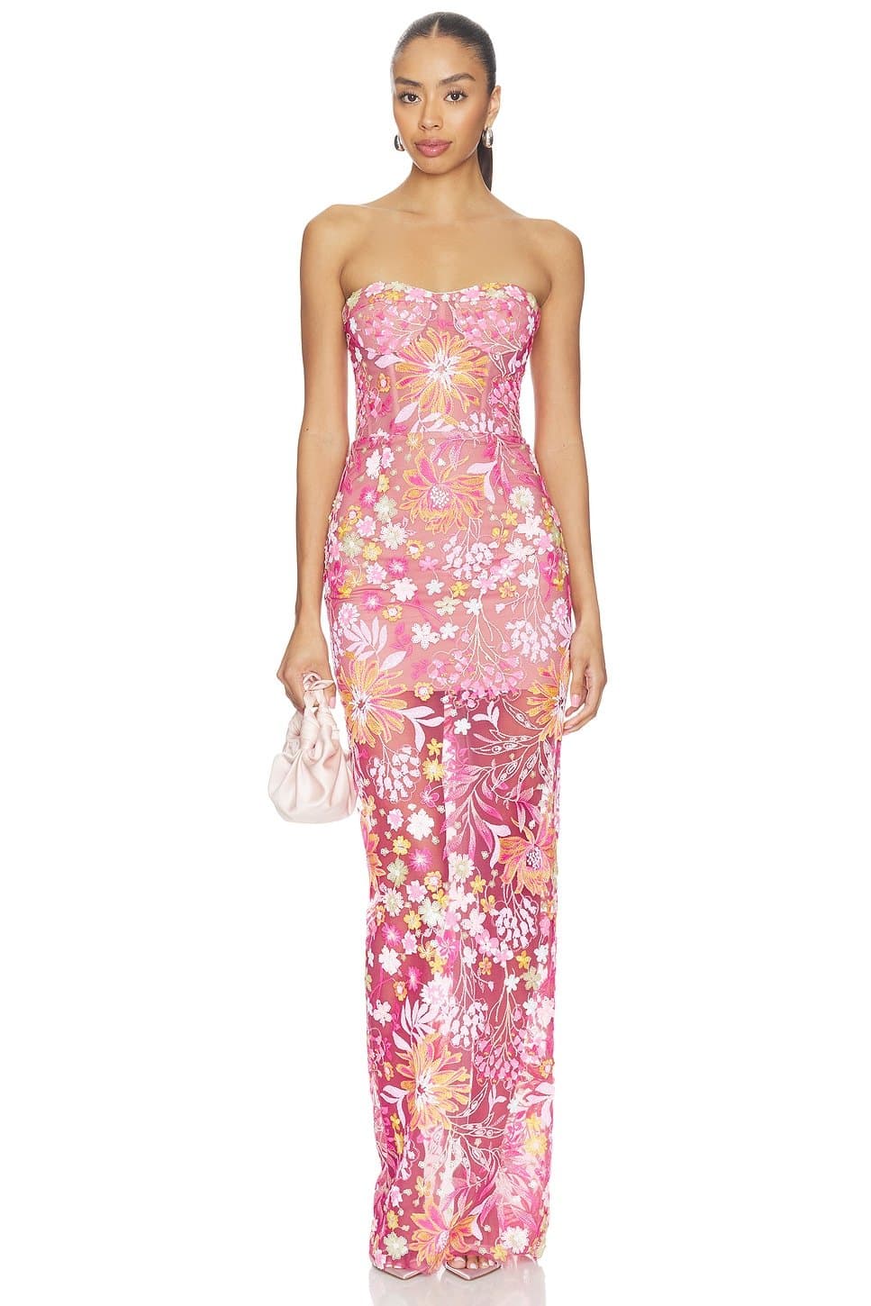 revolve Mallorca Sequin Dahlia Strapless Maxi Dress