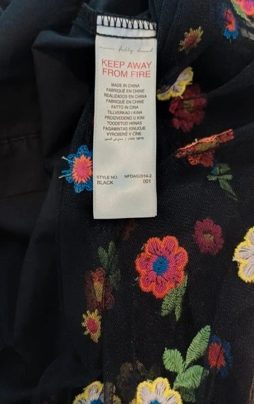 Never Fully Dressed Never Fully Dressed Black Embroidered Lace Sleeve Shirt - size 14