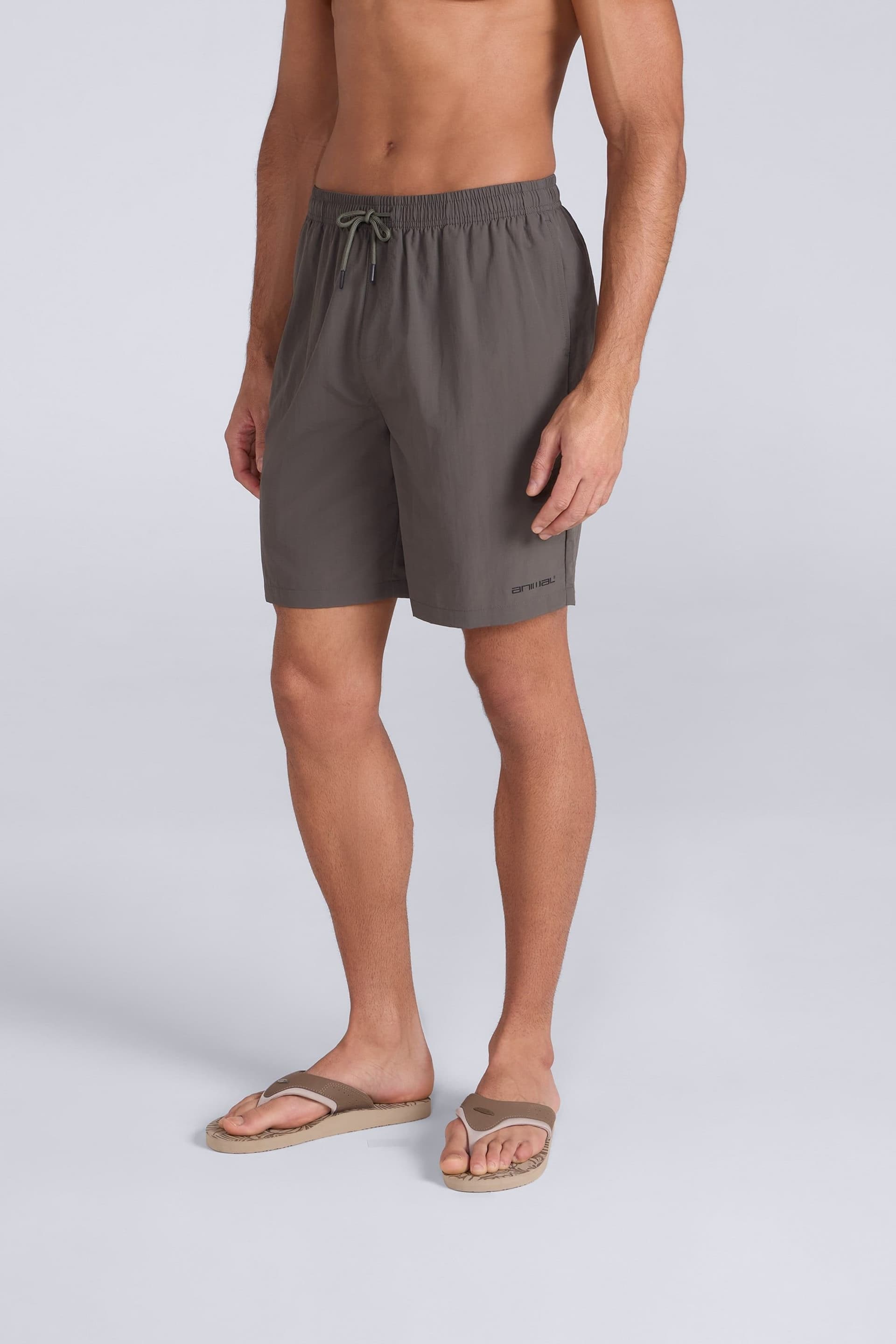 Animal Animal Men's 'Reeva' Lightweight Water Resistant Inner Drawcord Waist Swim Shorts in Khaki