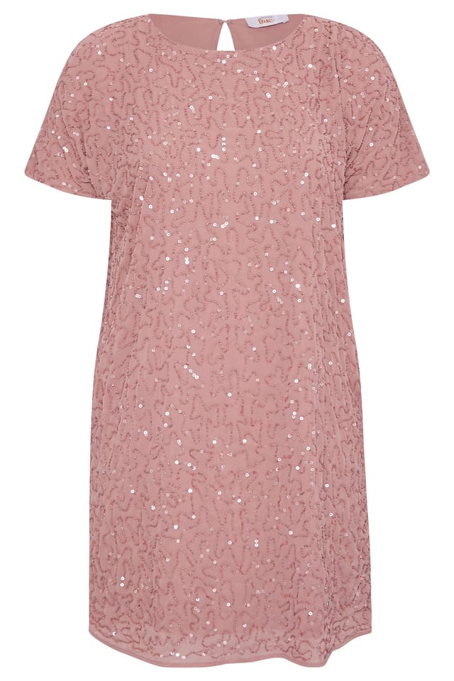Yours Yours Women's Embellished Shift Dress in Dusty Pink - 2