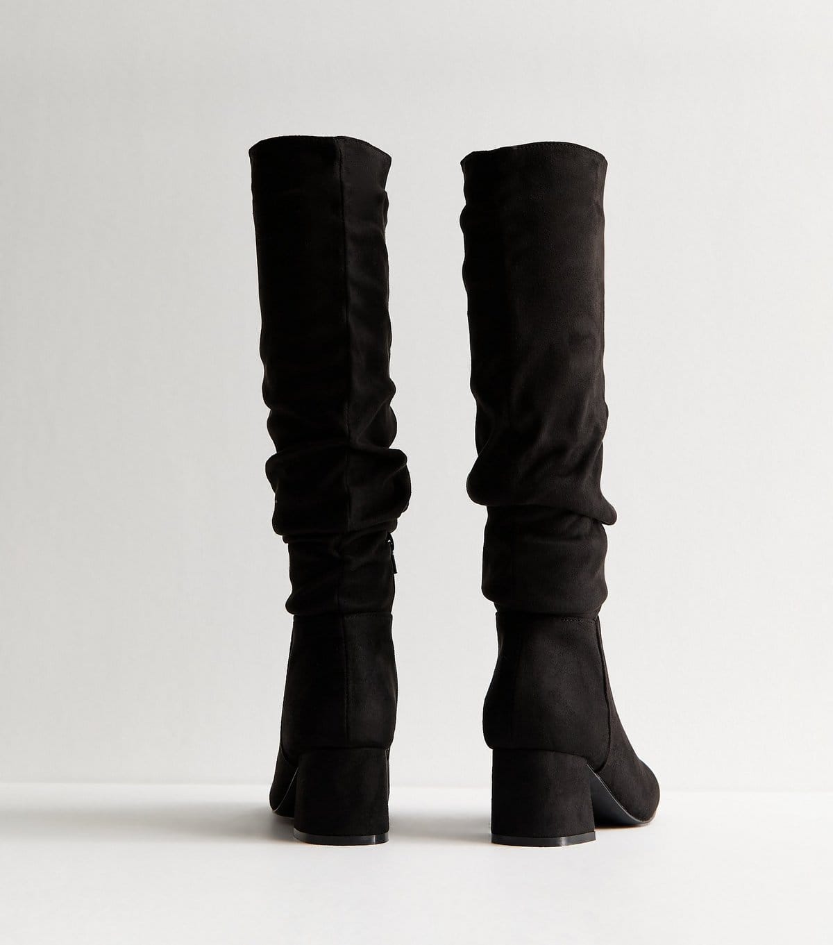 New Look Women's Black Faux Suede Ruched Knee High Boots Vegan New Look - 4
