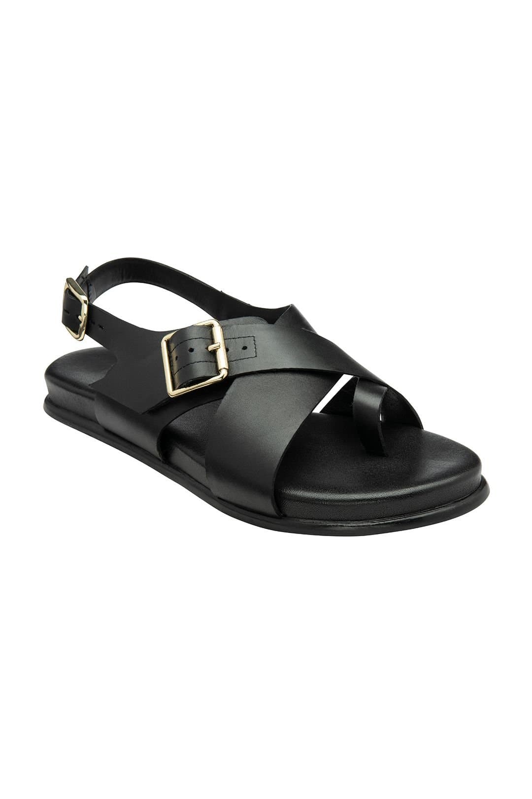 Ravel Ravel Women's Black Leather 'Ridley' Flat Sandals