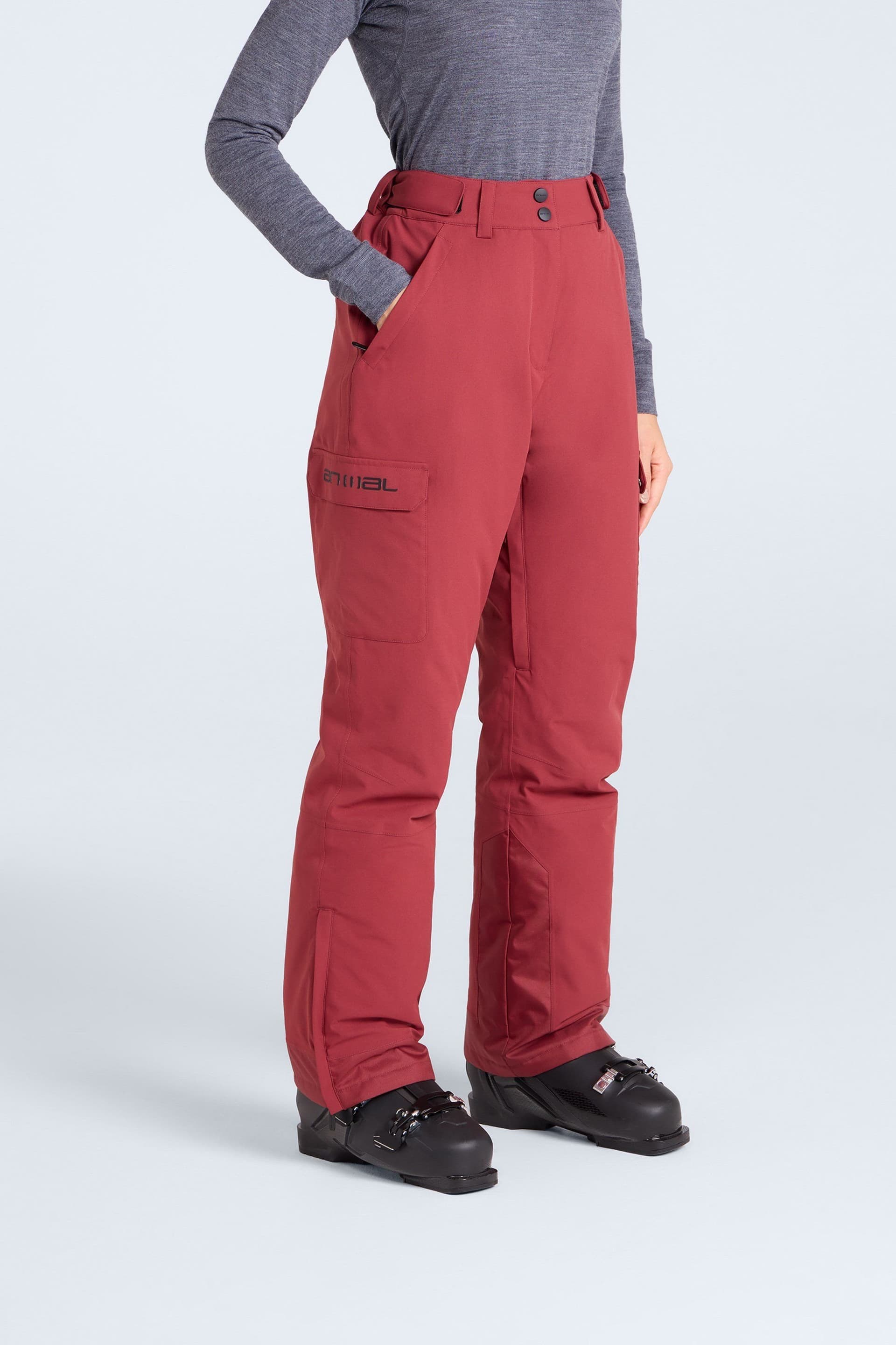 Animal Animal Women's 'Glaze' Insulated Snow Pants Warm Adjustable Waist Warm Winter Trouser in Red