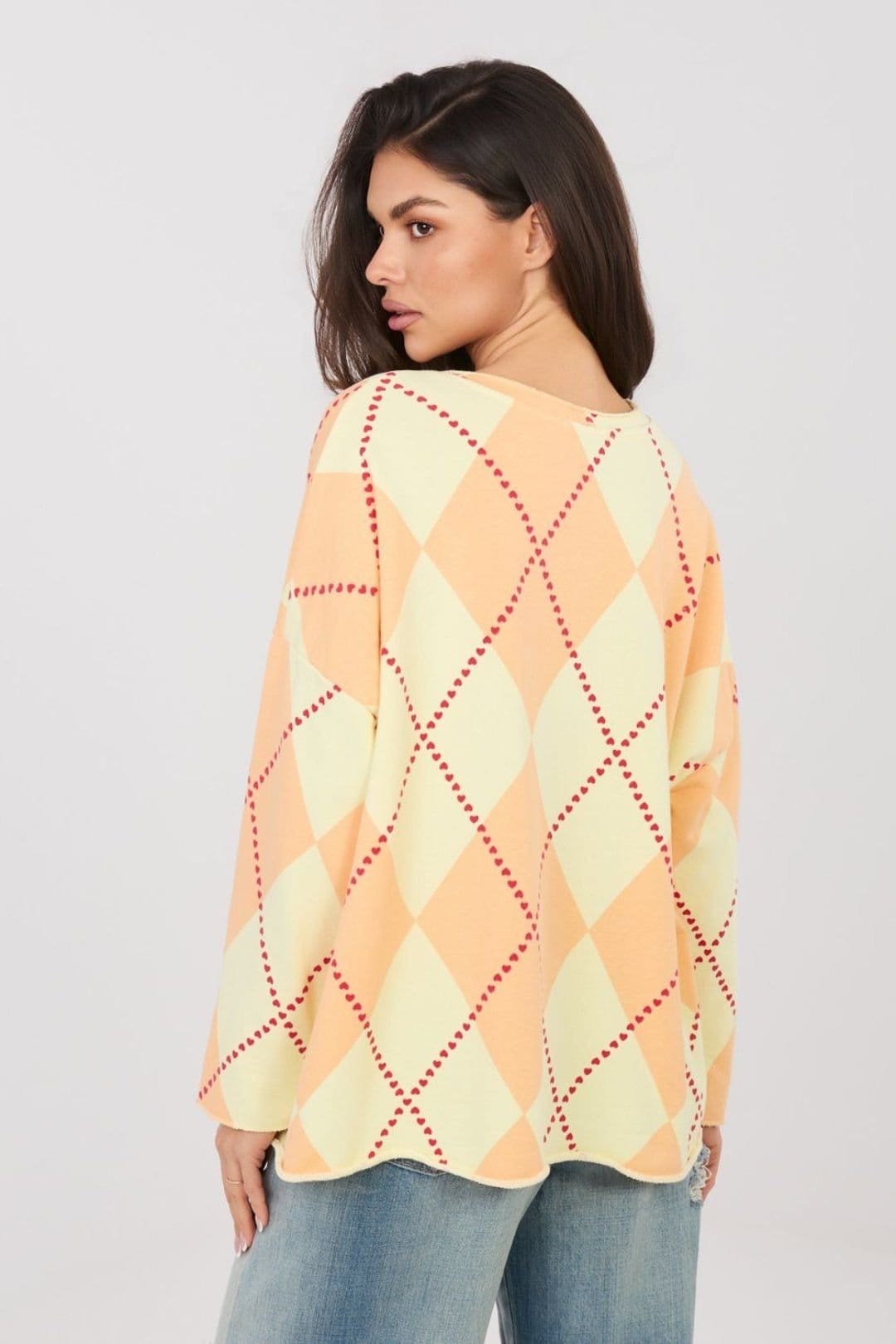 Love Lace Love Lace Women's Oversized Geometric Long Sleeve Blouse in Orange - 4