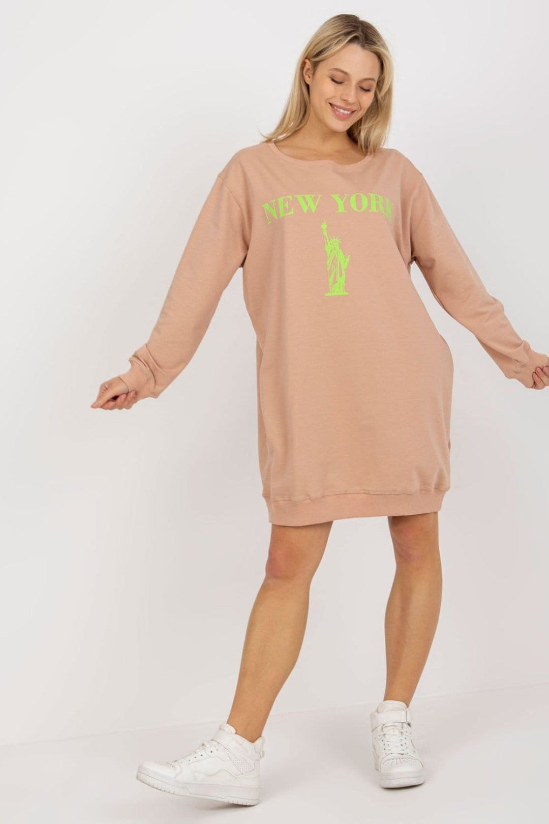 Love Lace Beige Oversized Casual Sweatshirt
