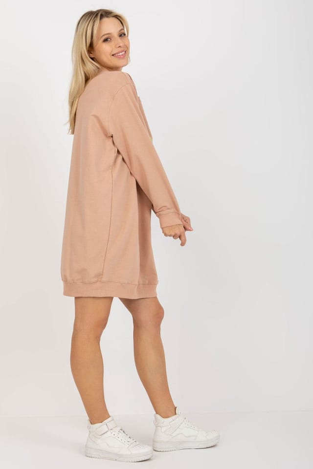 Love Lace Love Lace Women's Oversized Casual Front Print Sweatshirt Long in Beige - 2