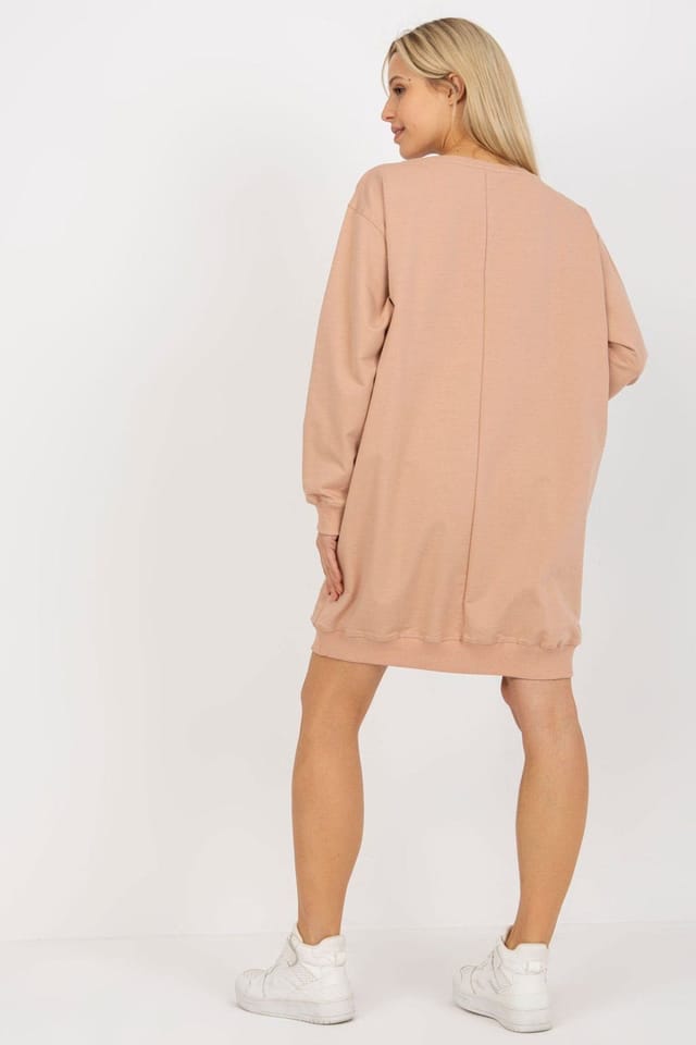 Love Lace Love Lace Women's Oversized Casual Front Print Sweatshirt Long in Beige - 3