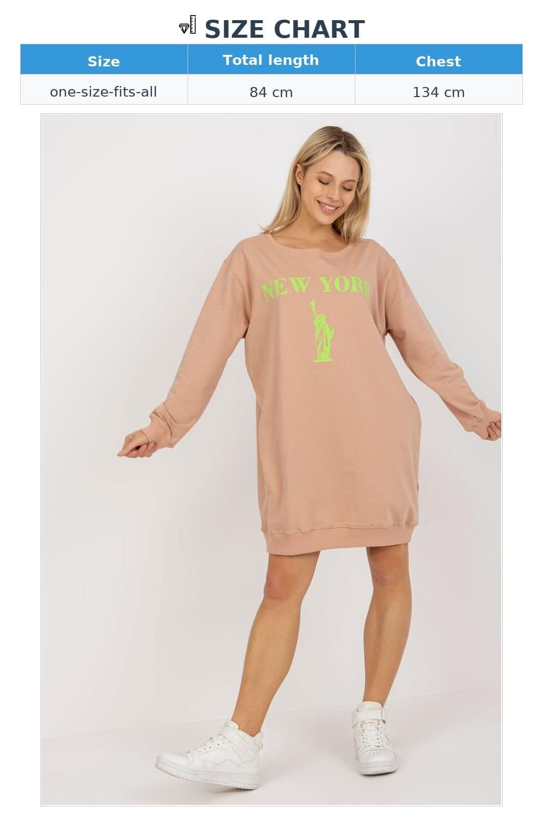 Love Lace Love Lace Women's Oversized Casual Front Print Sweatshirt Long in Beige - 4