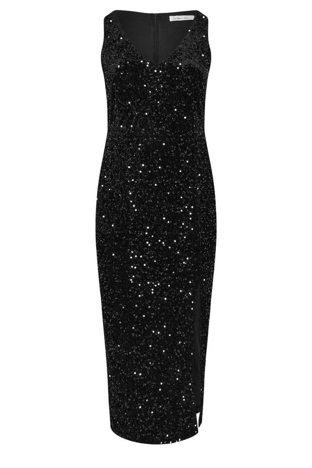 Yours Yours Women's Sequin Velvet Maxi Dress in Black - 2