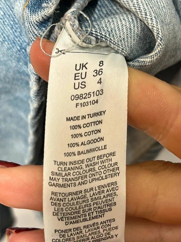 ASOS ASOS design Button Front Denim Mini Skirt UK 8 Blue 100% Cotton