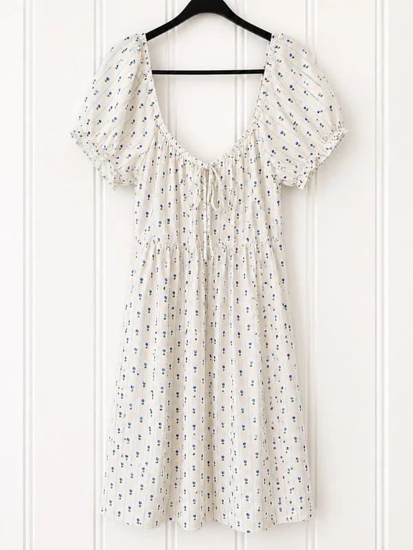 New Look New Look Blue Floral Mini Dress UK 22 BNWT Puff Sleeve Cottagecore