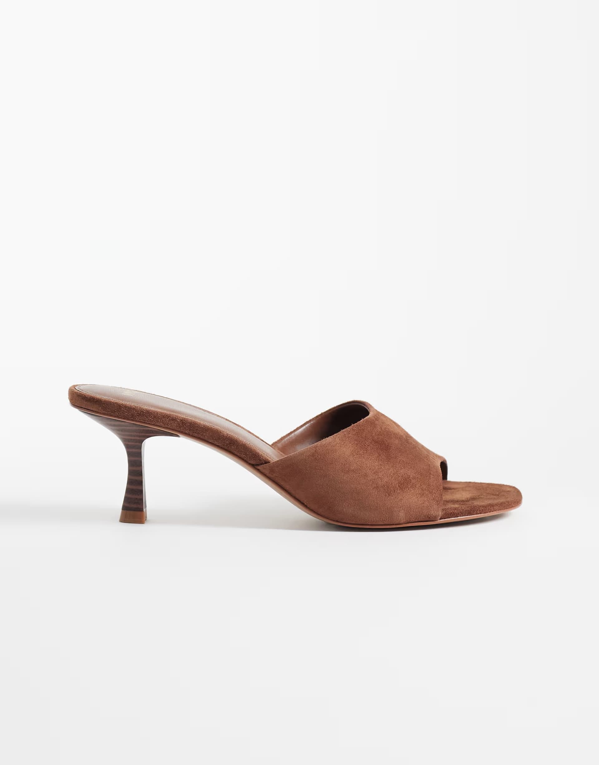 ASOS Mango 100% suede leather heeled mule in brown