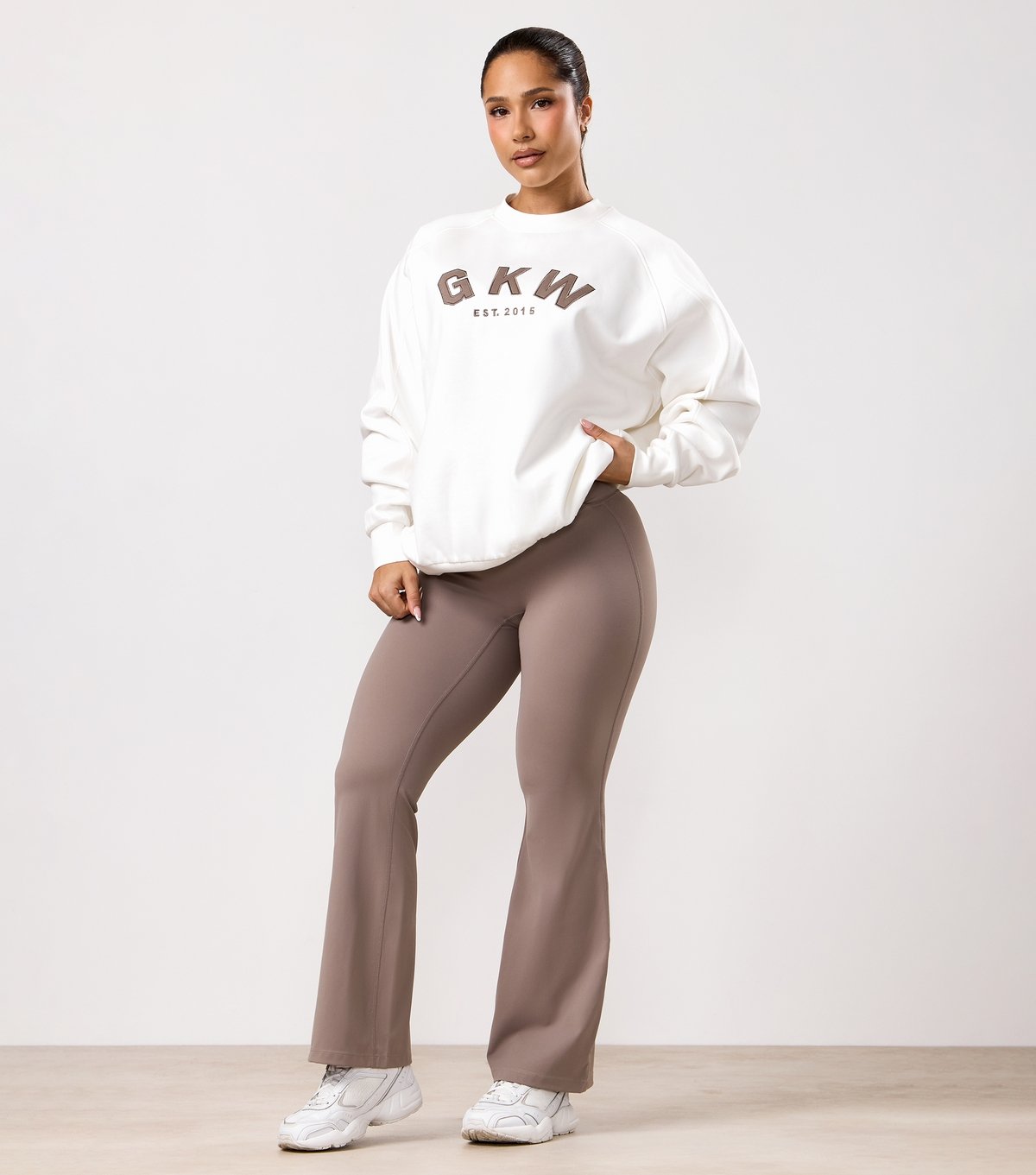 Gym King Women's Cream Appliqué Logo Oversized Sweatshirt Gym King New Look - 2