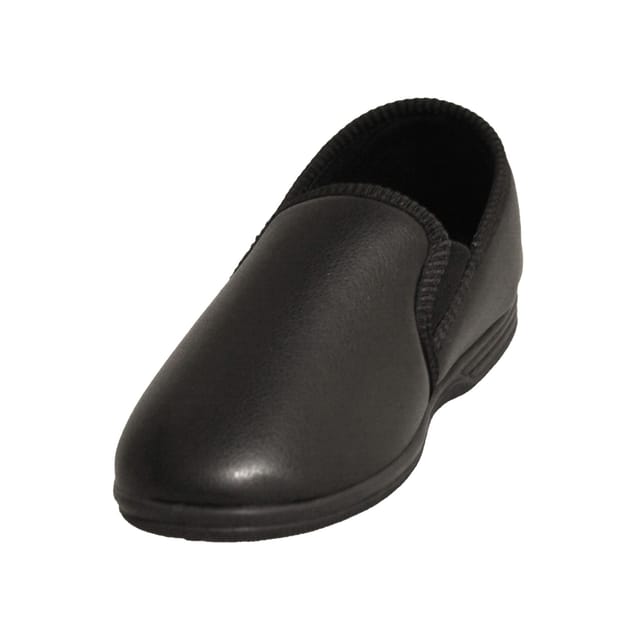 Zedzzz Zedzzz Men's Ivor Grain Upper Twin Gusset Slippers in Black - 2