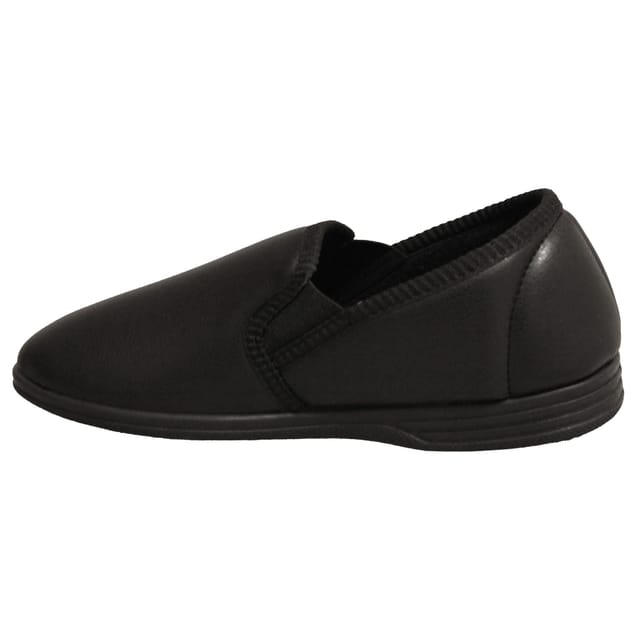 Zedzzz Zedzzz Men's Ivor Grain Upper Twin Gusset Slippers in Black - 3