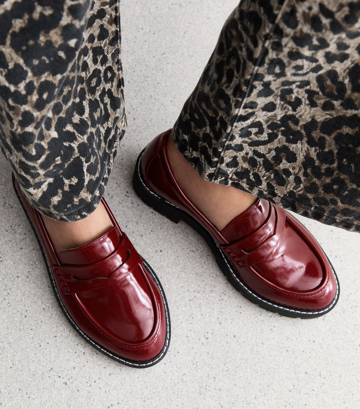 New Look Women's Burgundy Patent Faux Leather Chunky Loafers New Look - 2
