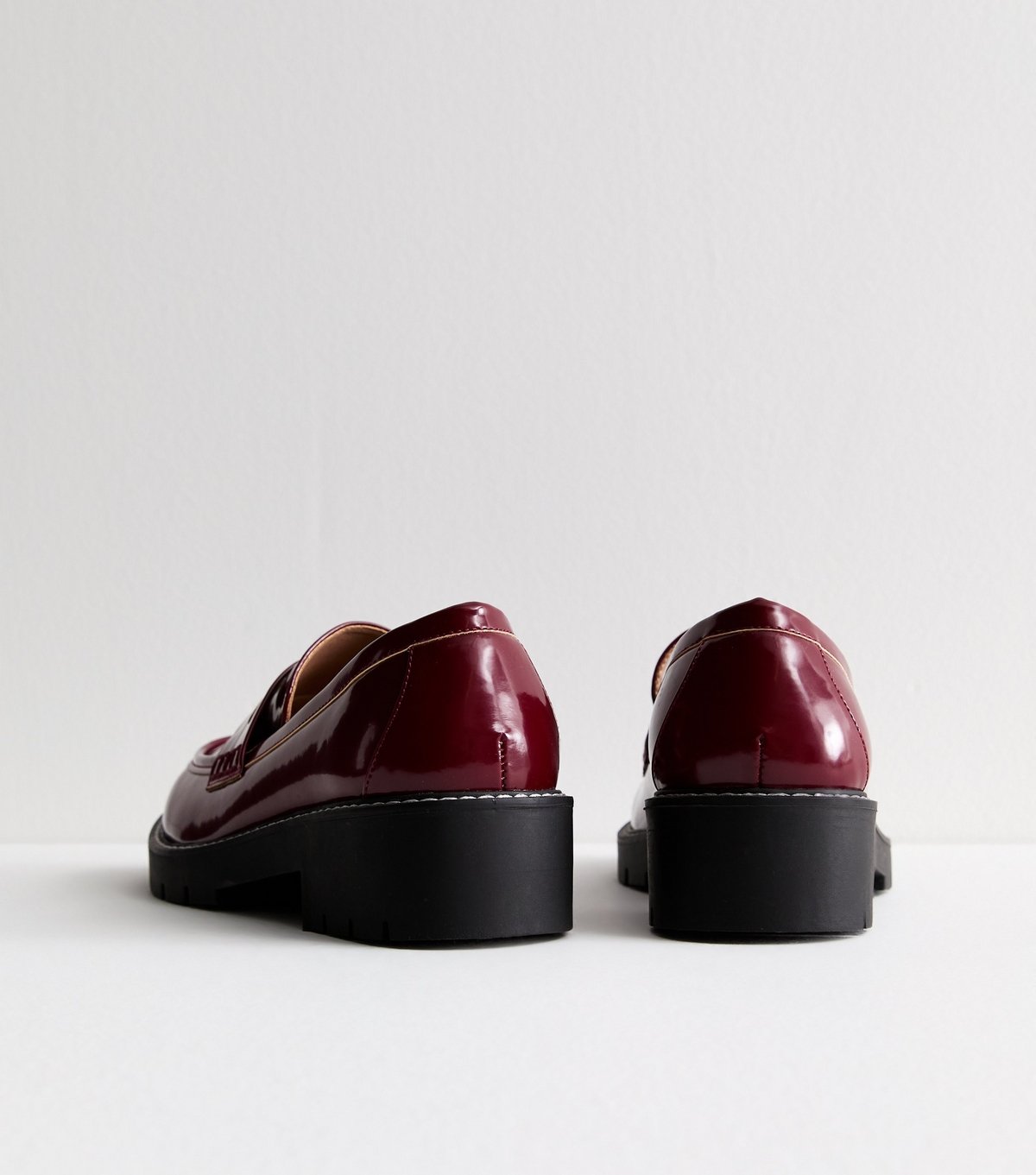 New Look Women's Burgundy Patent Faux Leather Chunky Loafers New Look - 4