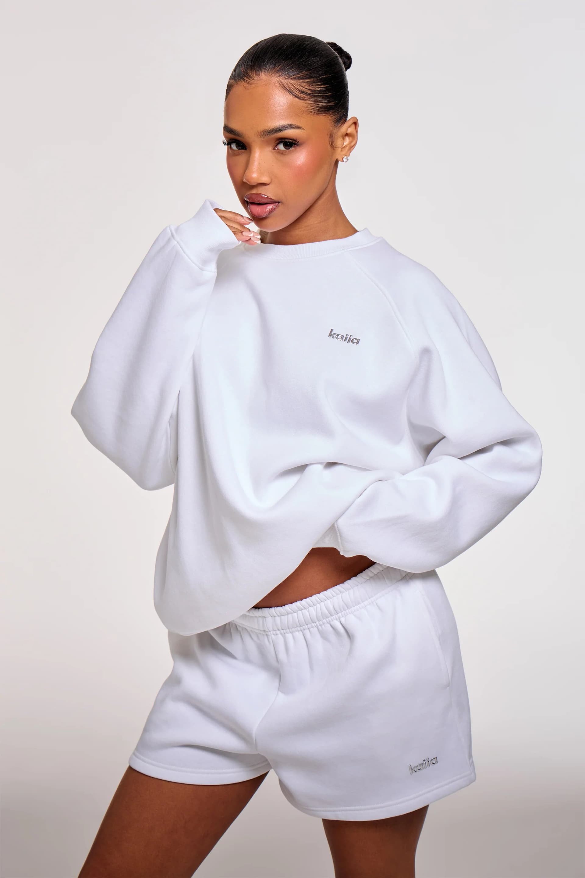 Kaiia Kaiia Chrome Logo Oversized Sweatshirt White