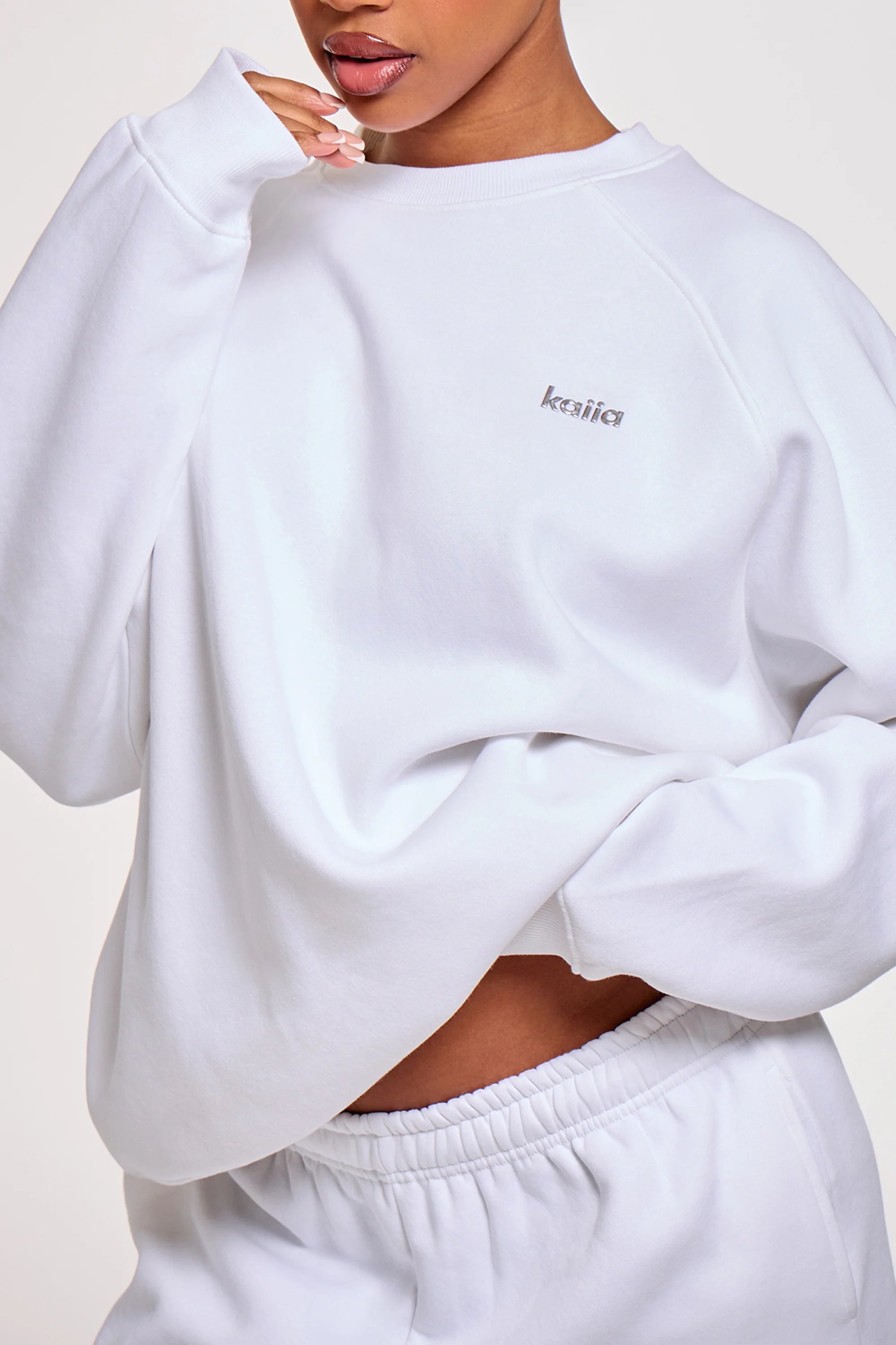 Kaiia Kaiia Chrome Logo Oversized Sweatshirt White - 2
