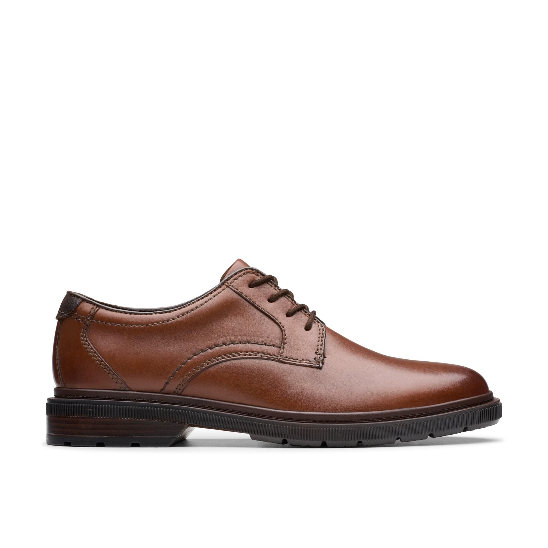 Clarks Clarks Men's Burchill Derby Dark Tan Leather Derby Shoes, Lace Up in Brown