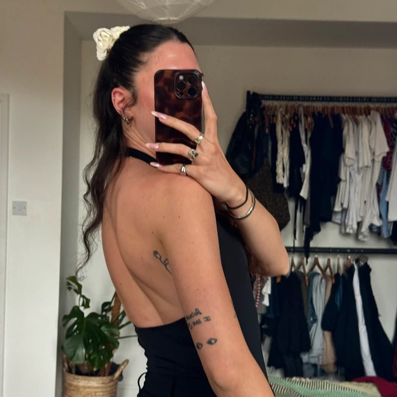 New Look Black halter low back cow neck body suit - 1