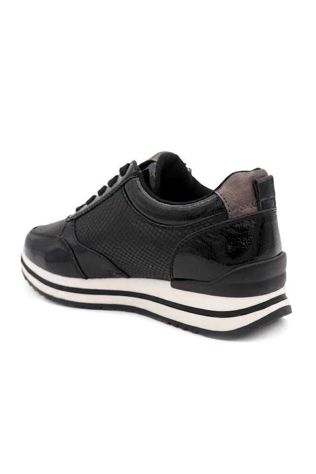 Pavers Pavers Women's Wide Fit Zip & Lace Trainers W/ Cushioned Sole in Jet Black - 3