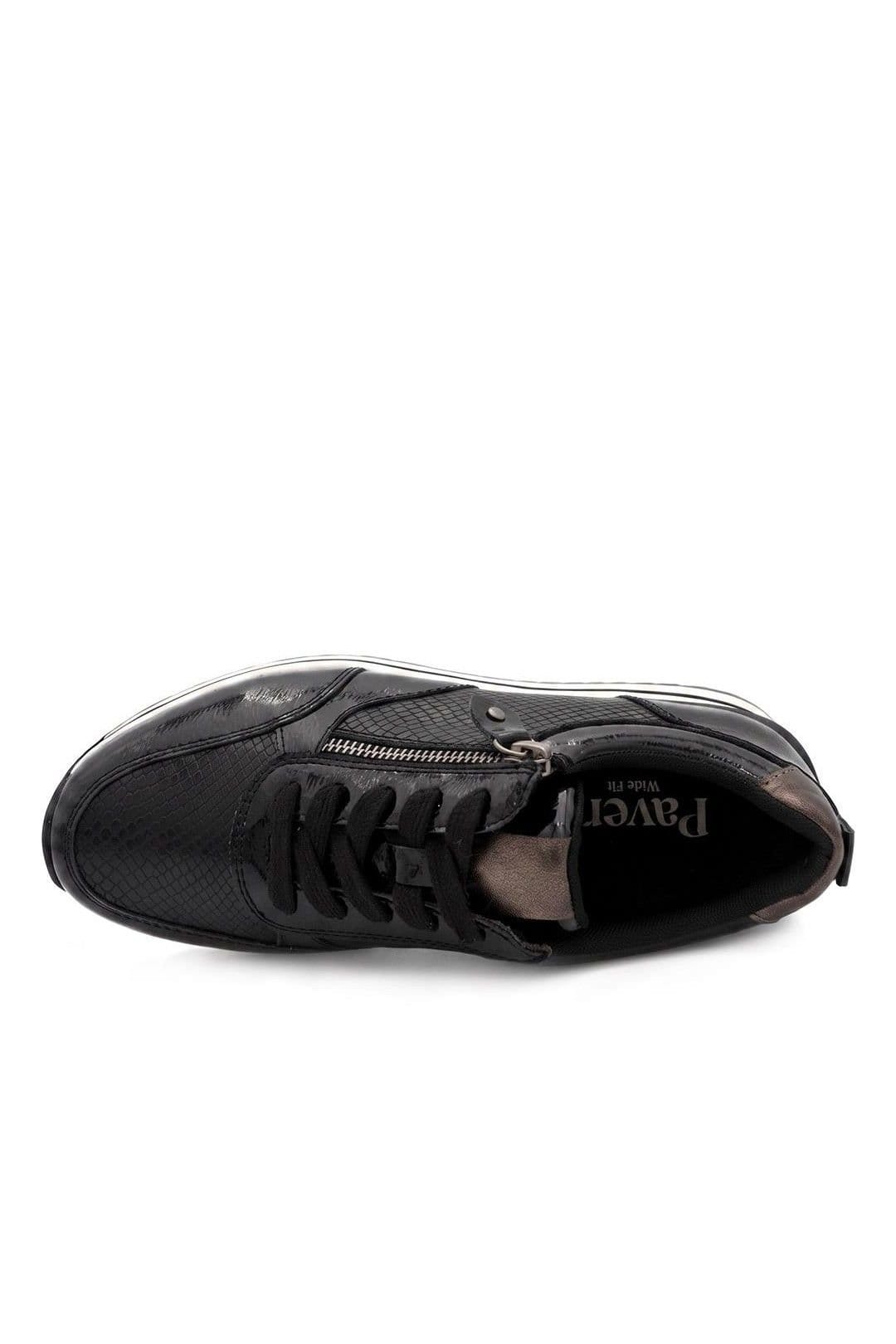 Pavers Pavers Women's Wide Fit Zip & Lace Trainers W/ Cushioned Sole in Jet Black - 4