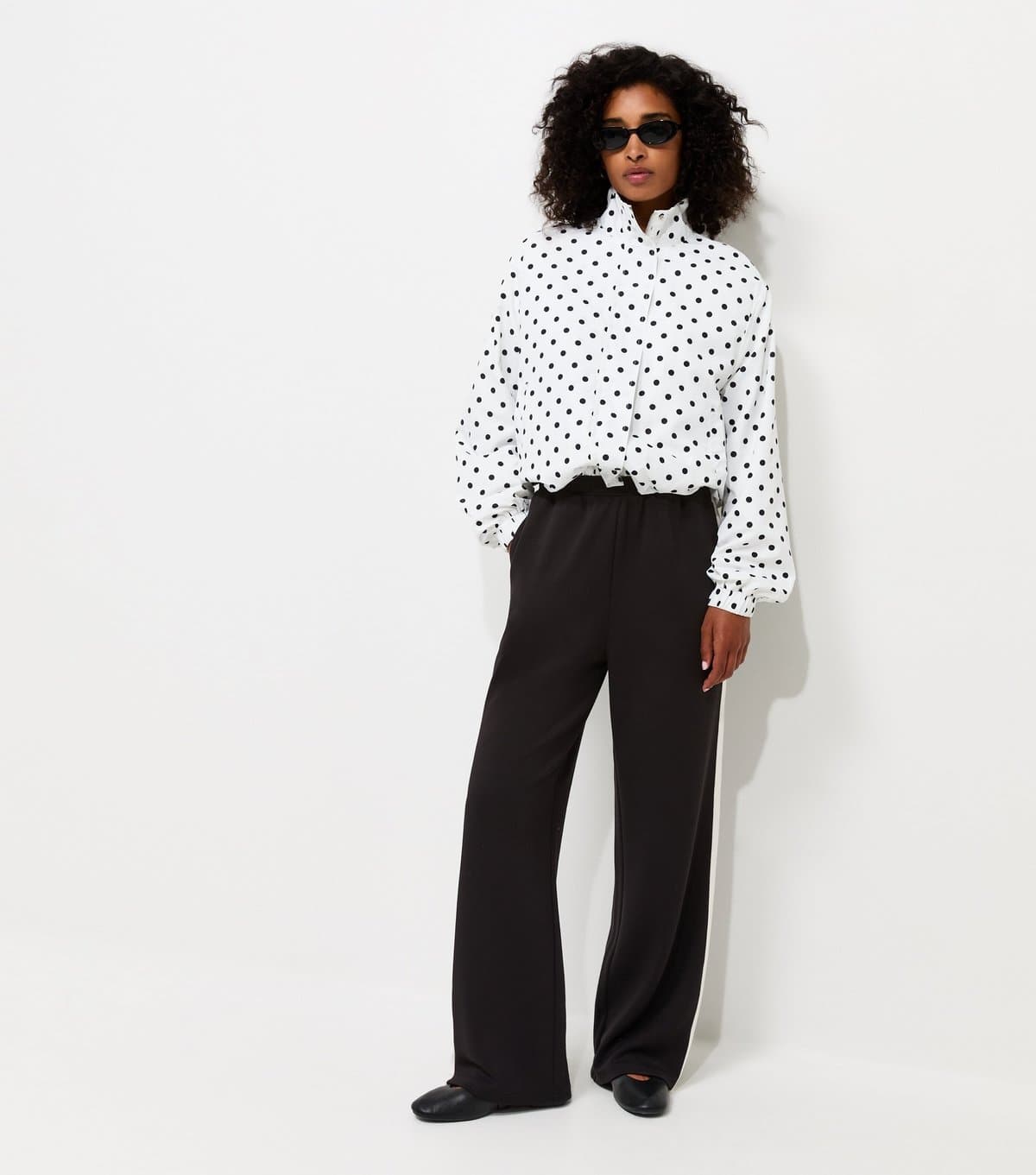 New Look Women's Premium Black Side Stripe Wide Leg Trousers New Look