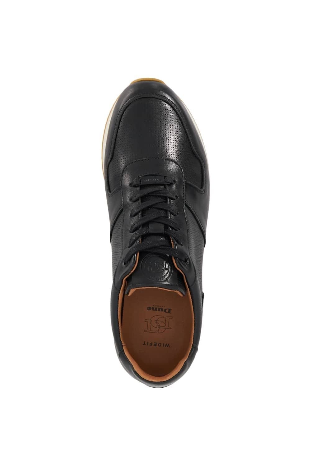 Dune London Dune London Men's Wide Fit 'Trilogy' Leather Trainer in Black - 4