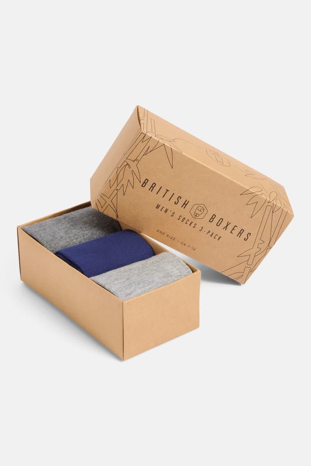 British Boxers British Boxers Men's Three-Pair "Melange" Bamboo Socks