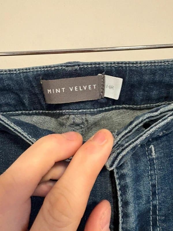 Mint Velvet Mint Velvet Blue Slim Fit Jeans Size 14R Stretch Denim Distressed Detail summer phase eight